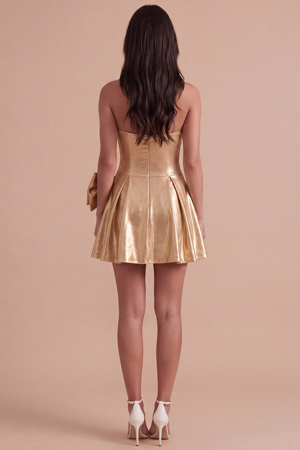 Gold Sparkly Metallic Beaded Sweetheart Short Homecoming Dress