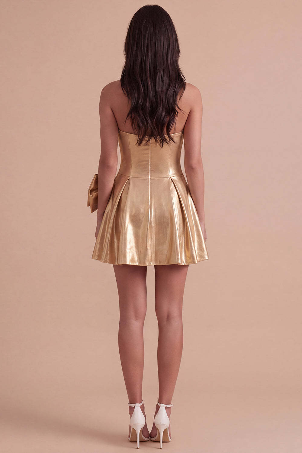 Gold Sparkly Metallic Beaded Sweetheart Short Homecoming Dress