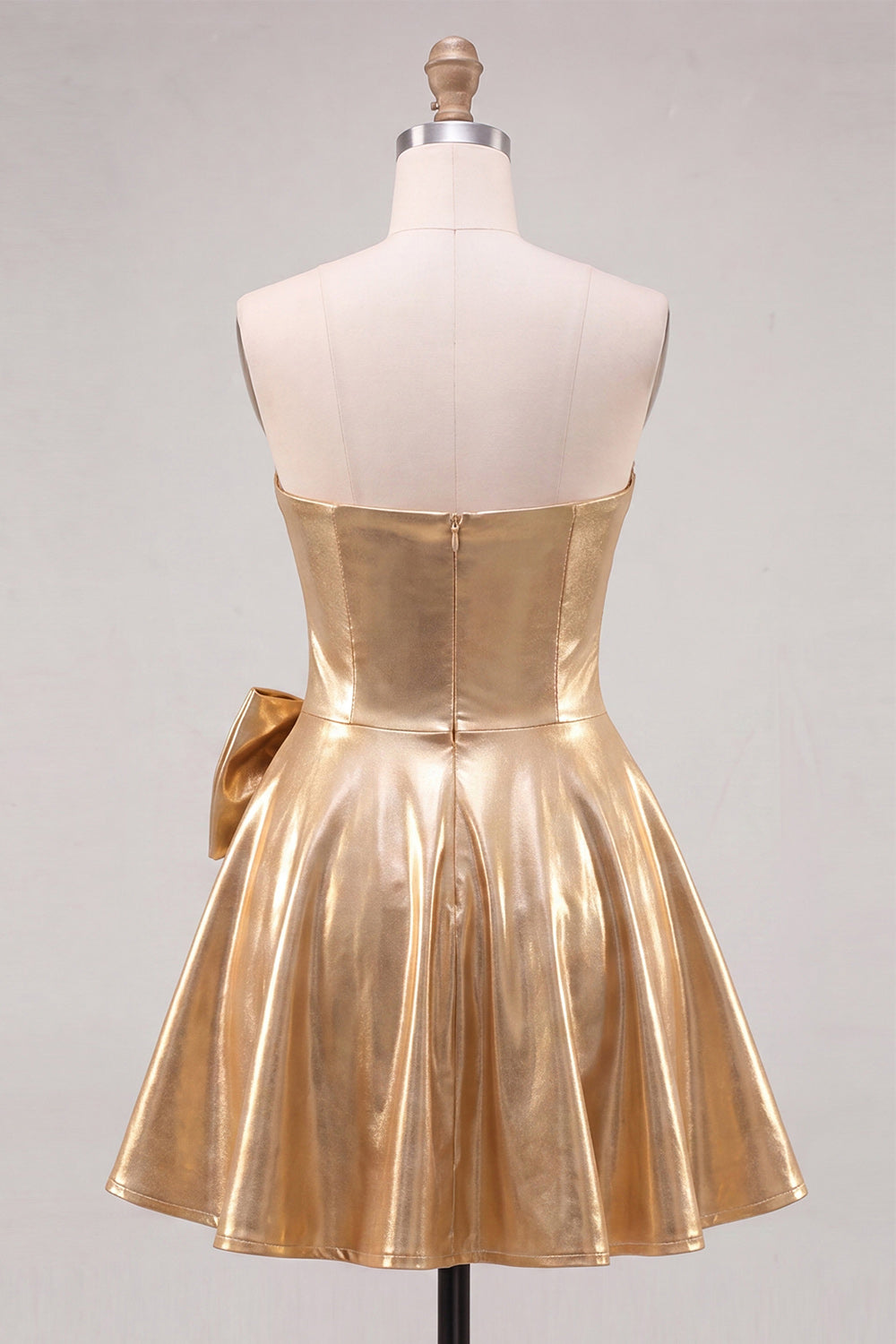 Gold Sparkly Metallic Beaded Sweetheart Short Homecoming Dress