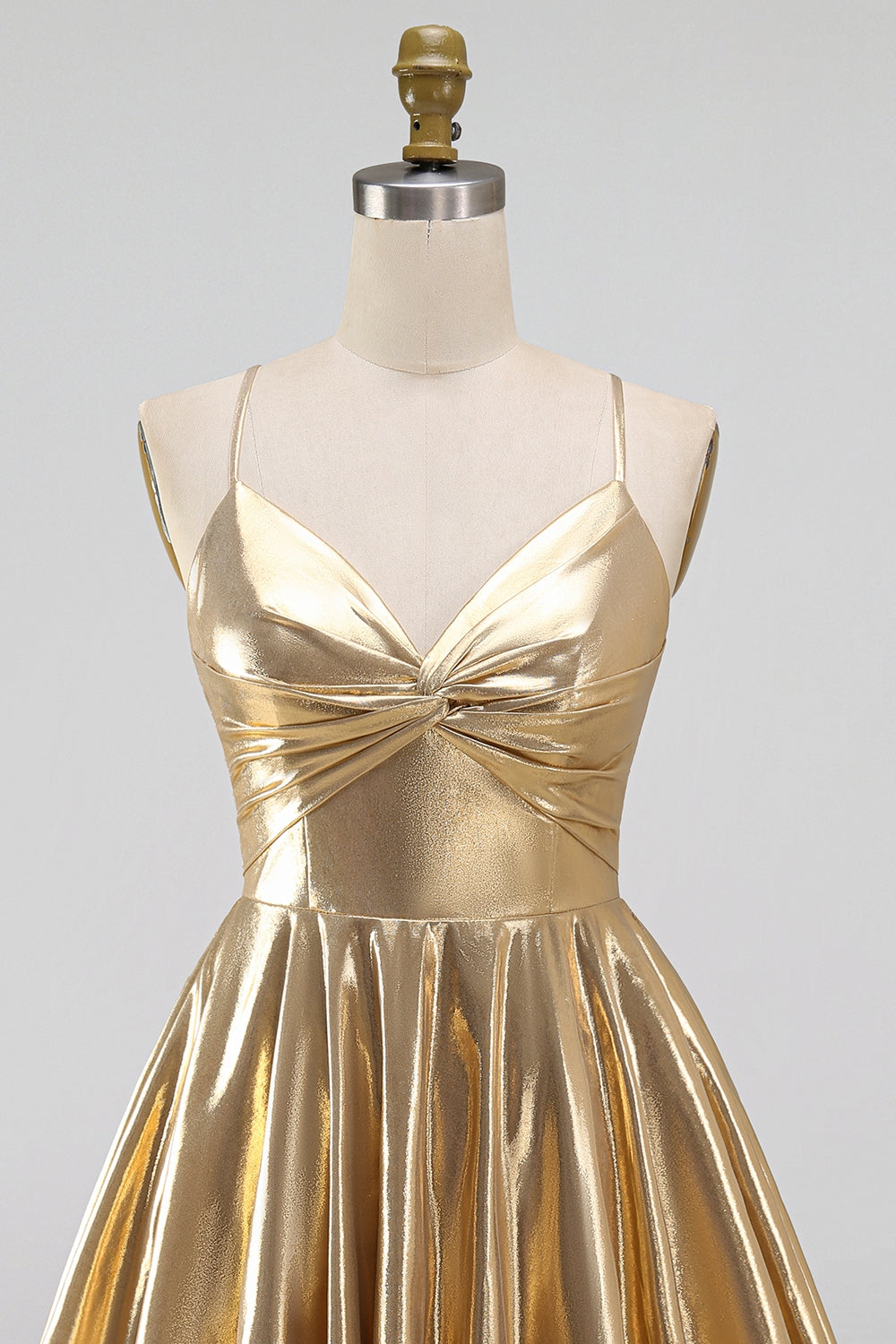 Gold Ruffled Tiered Spahetti Strapless Ruched Short Homecoming Dress
