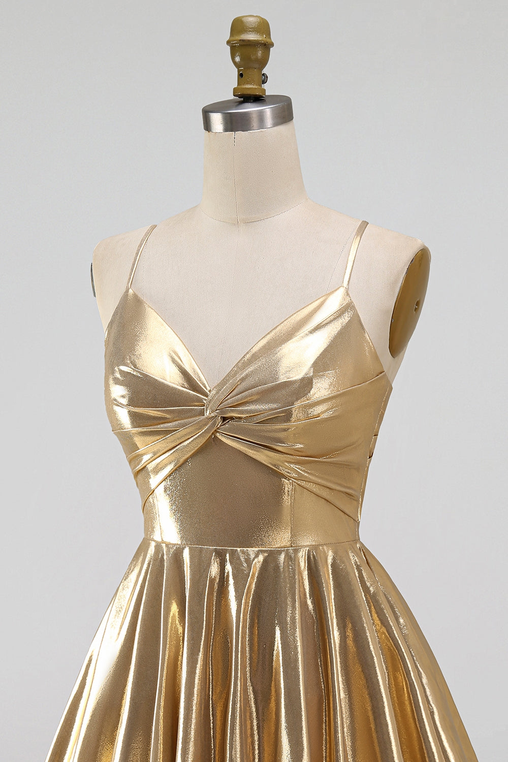 Gold Ruffled Tiered Spahetti Strapless Ruched Short Homecoming Dress