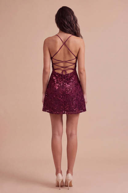 Navy Sparkly Sequins A-Line Spaghetti Straps Short Homecoming Dress