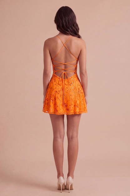 Sparkly Beaded Floral Pink A-Line Spaghetti Straps Short Homecoming Dress