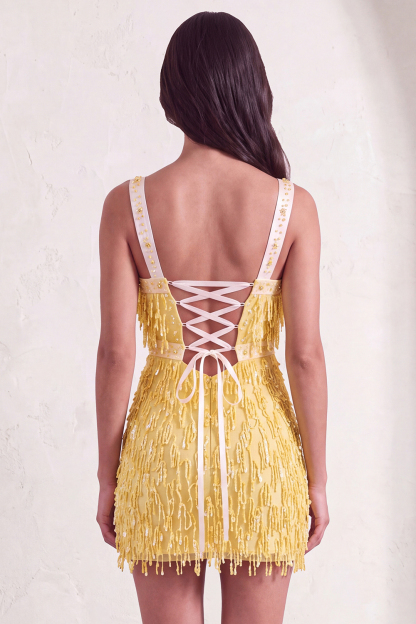 Sparkly Brown Bodycon Square Neck Fringed Short Homecoming Dress
