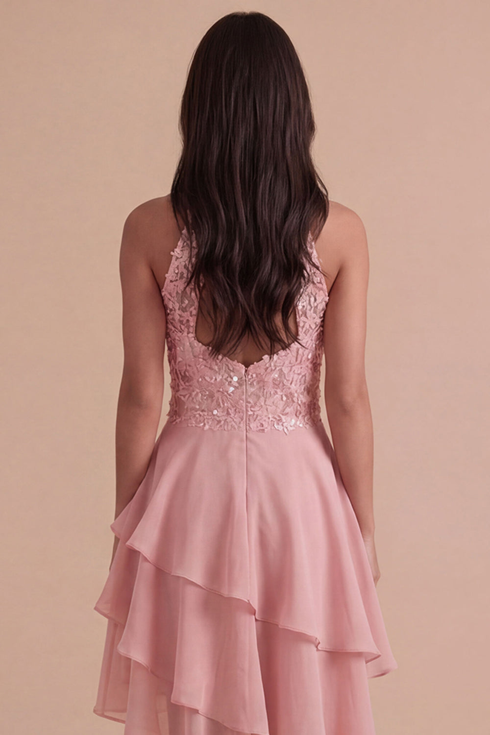 Sparkly Sky Blue A Line High Neck Ruffled Short Homecoming Dress