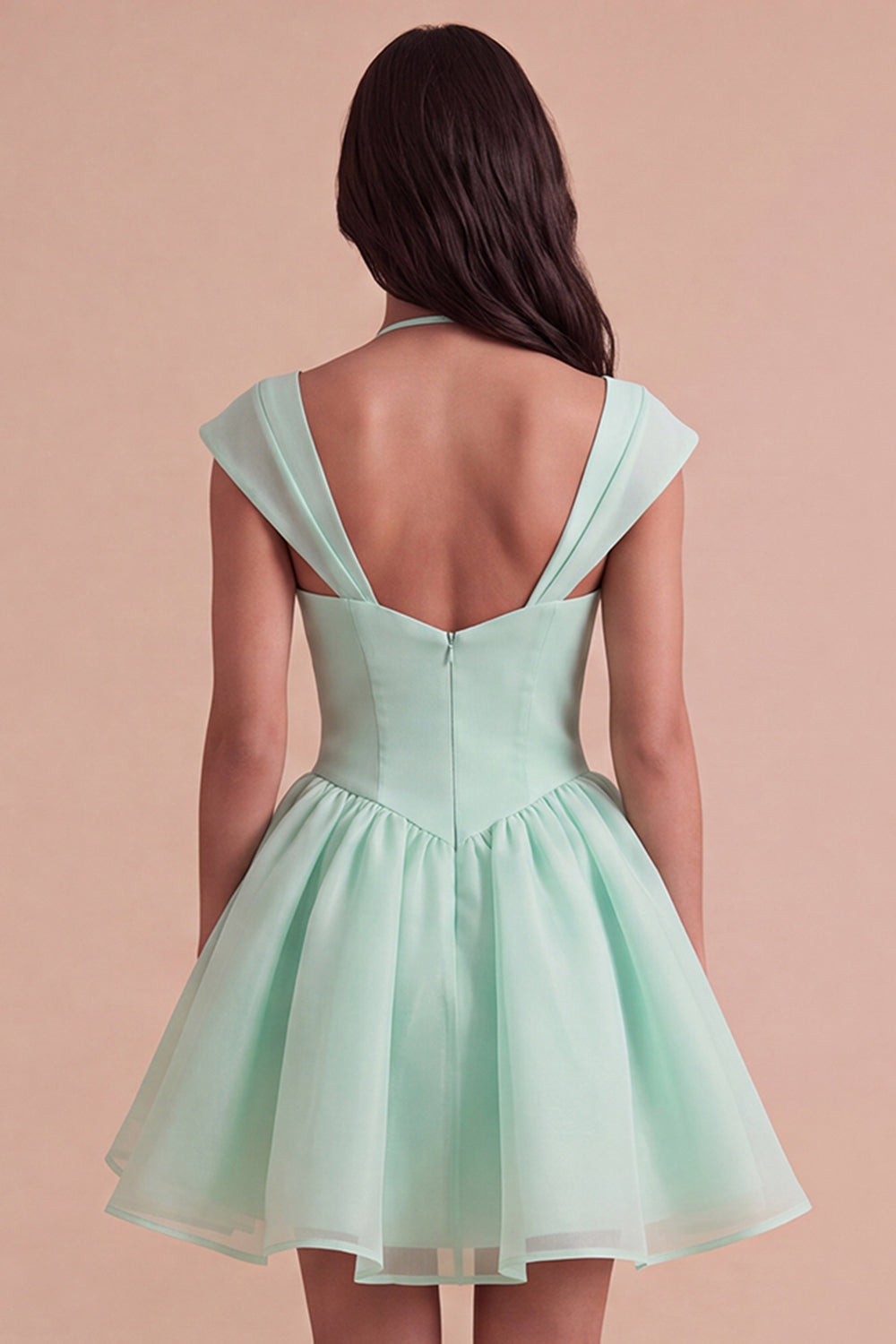 Mint Green A Line High Waist Short Homecoming Dress