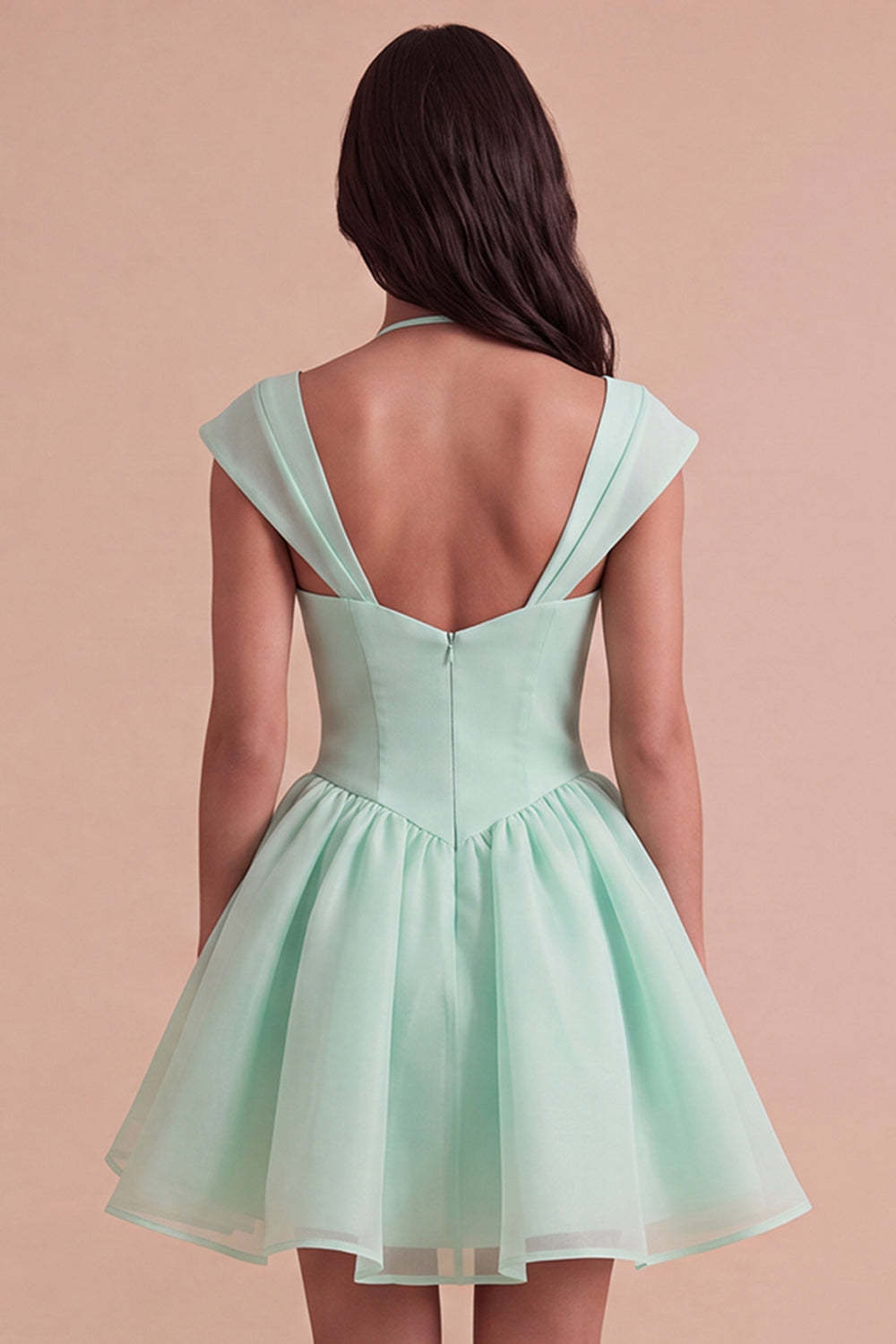 Mint Green A Line High Waist Short Homecoming Dress