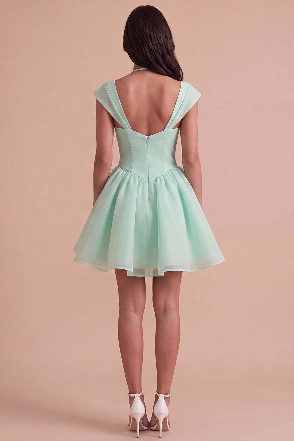 Mint Green A Line High Waist Short Homecoming Dress