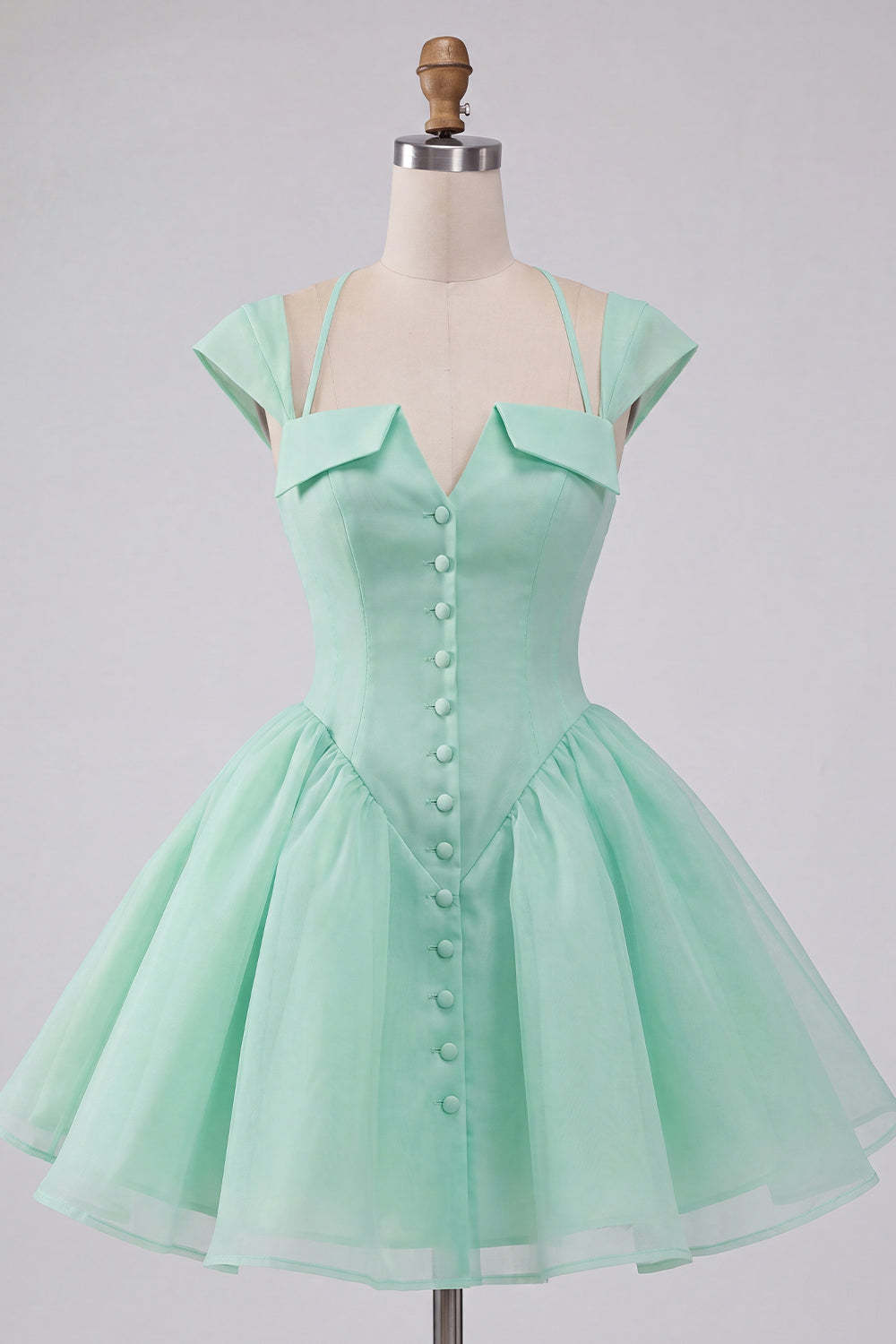 Mint Green A Line High Waist Short Homecoming Dress
