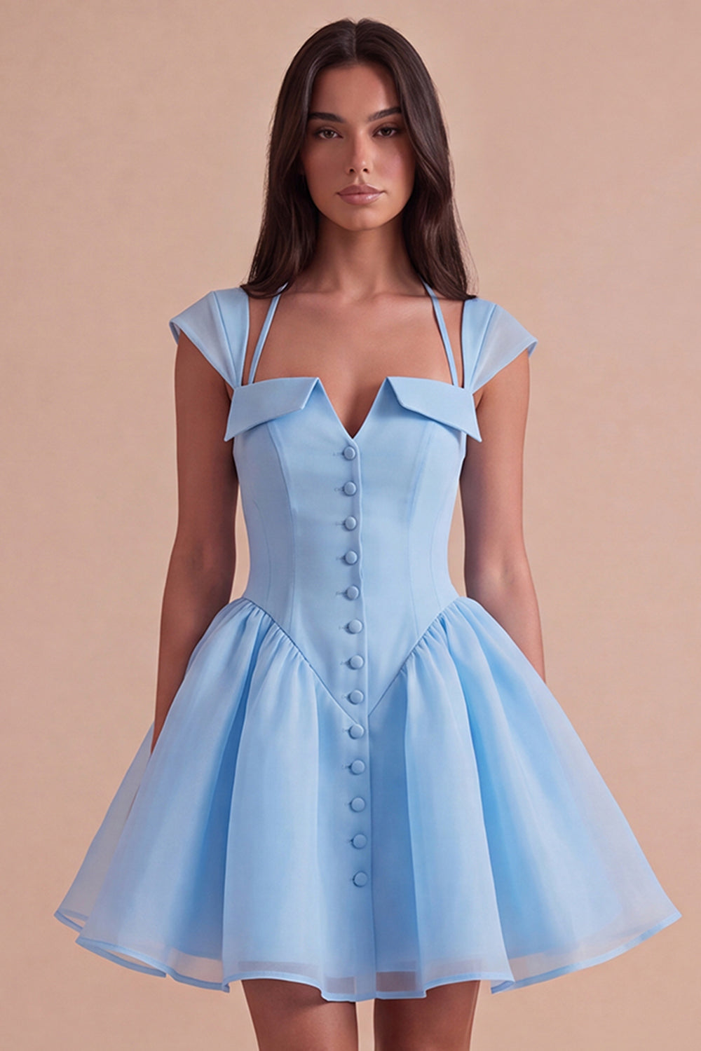 Mint Green A Line High Waist Short Homecoming Dress