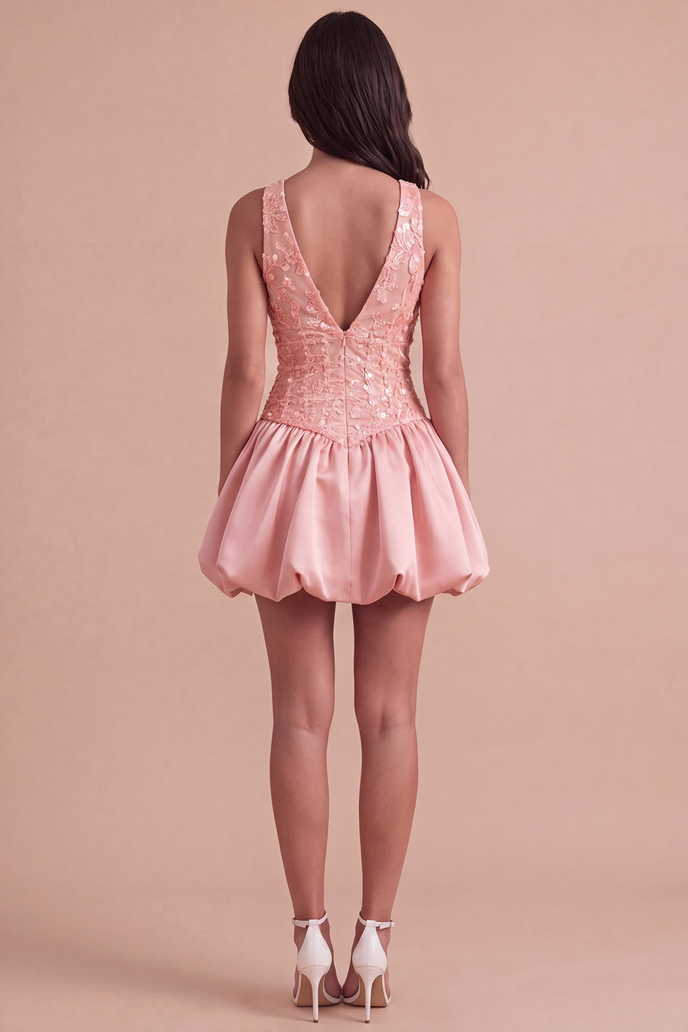 Sky Blue Sparkly Halter Neck Sequined Mini Homecoming Dress
