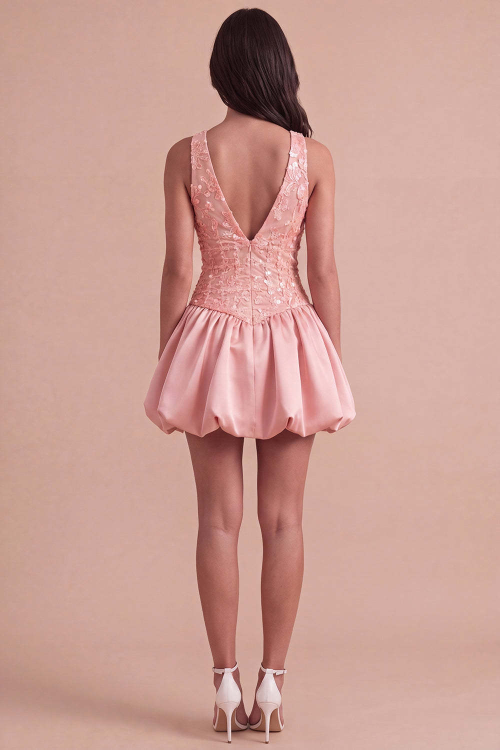 Sky Blue Sparkly Halter Neck Sequined Mini Homecoming Dress