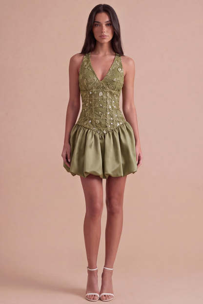 Sky Blue Sparkly Halter Neck Sequined Mini Homecoming Dress