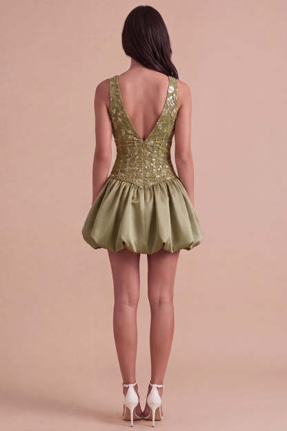 Sky Blue Sparkly Halter Neck Sequined Mini Homecoming Dress