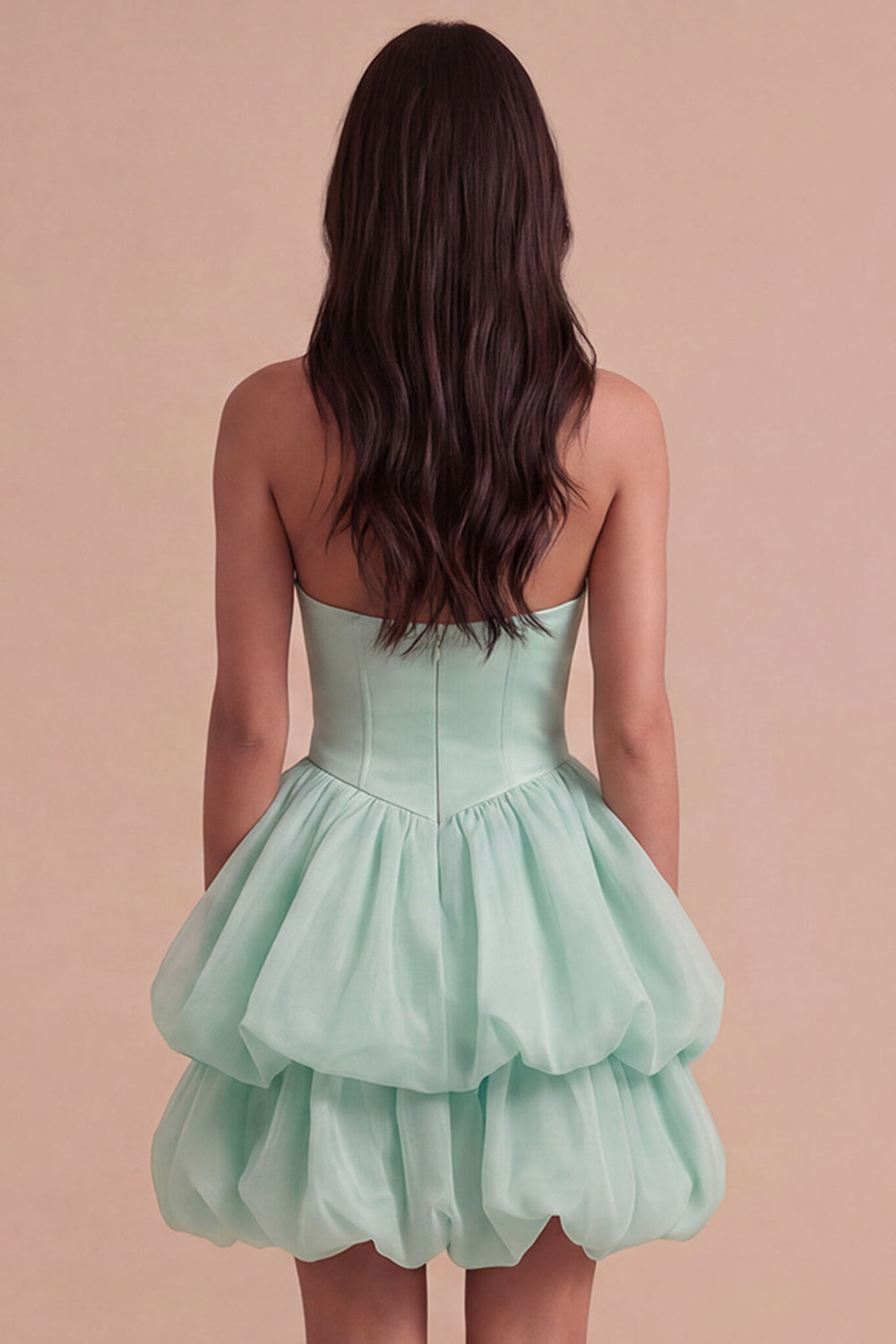 Pink Halter Neck Ruffled Bubble Short Homecoming Dress with Button