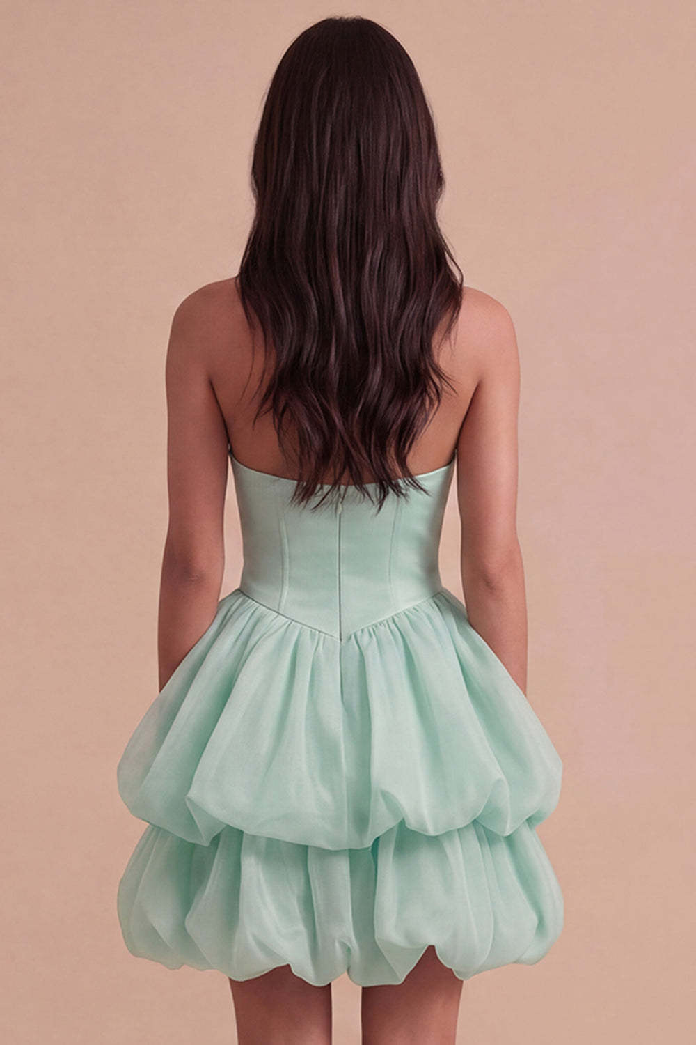 Pink Halter Neck Ruffled Bubble Short Homecoming Dress with Button