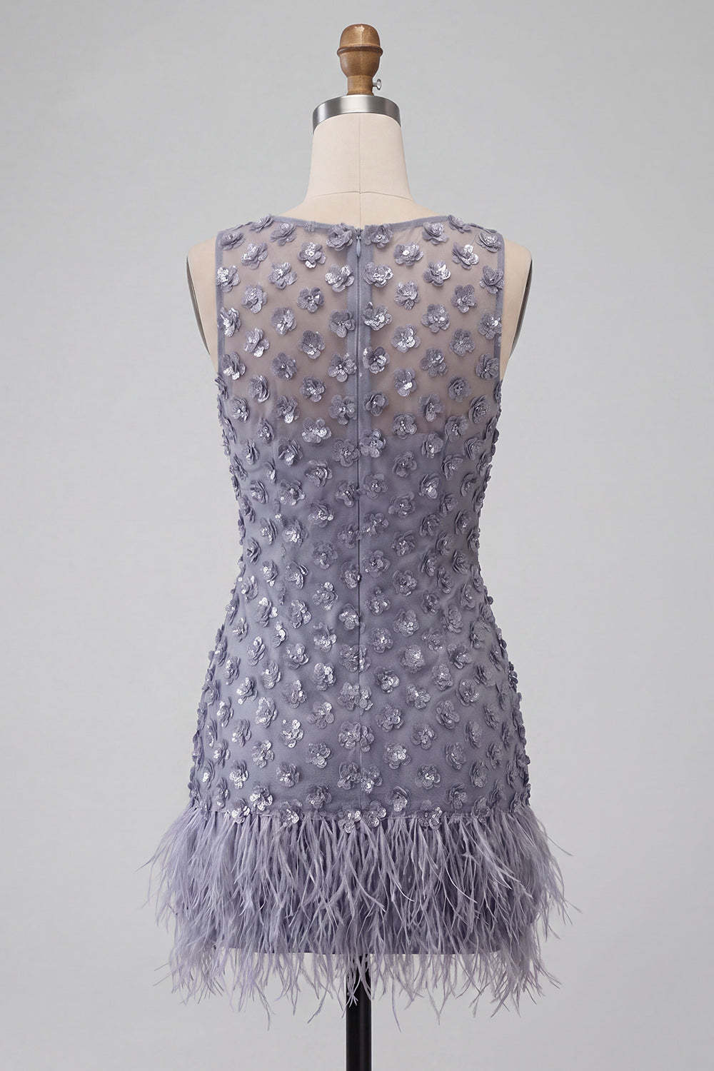 Dusty Lavender Sparkly Floral Sequin Bodycon Short Homecoming Dress