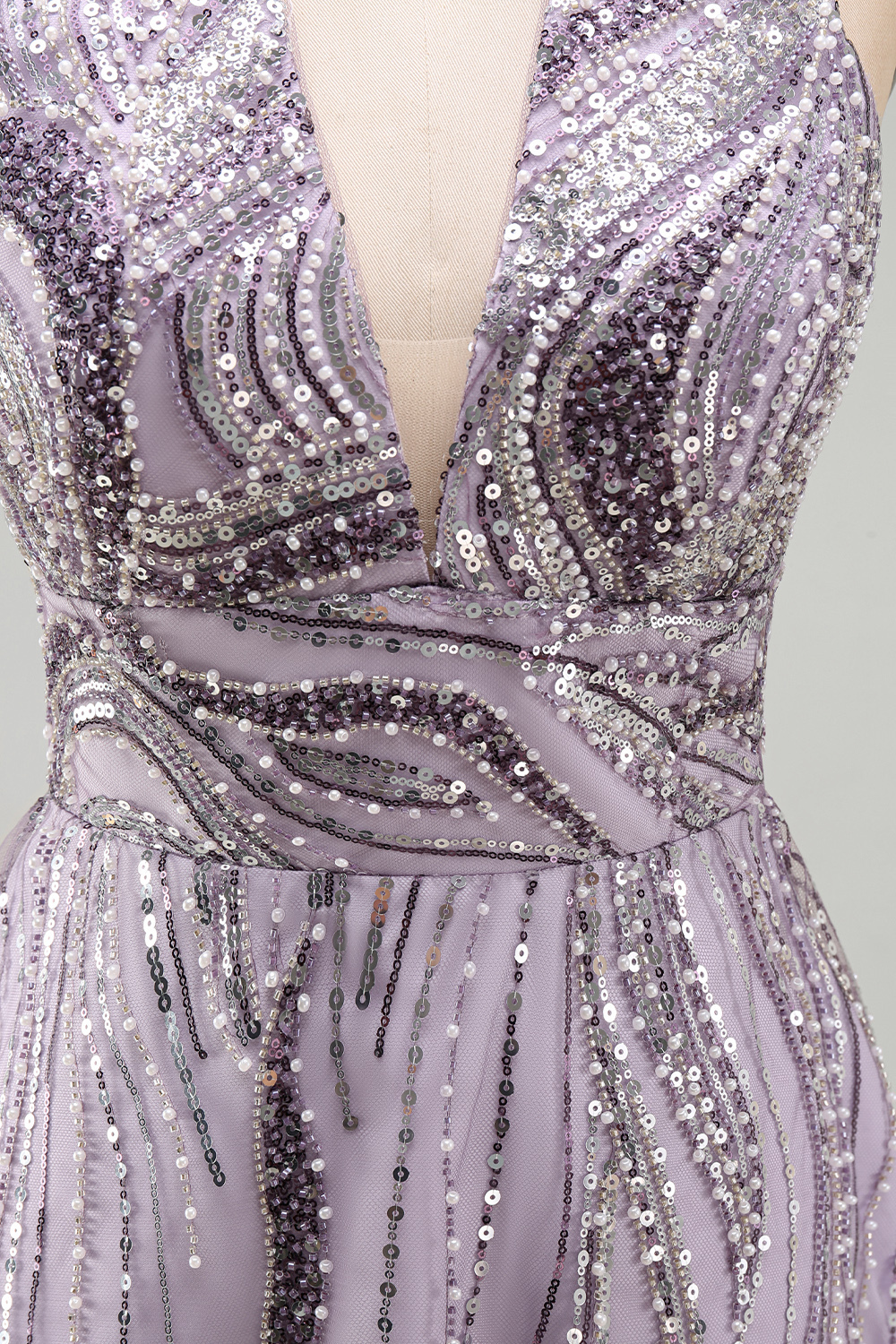 Floral Lilac Sparkly Halter Neck A Line Short Homecoming Dress