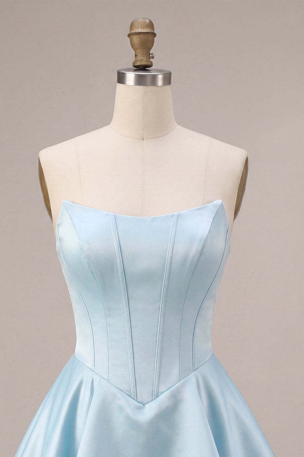 Sky Blue Satin Ruffled A-Line Short Corset Homecoming Dress