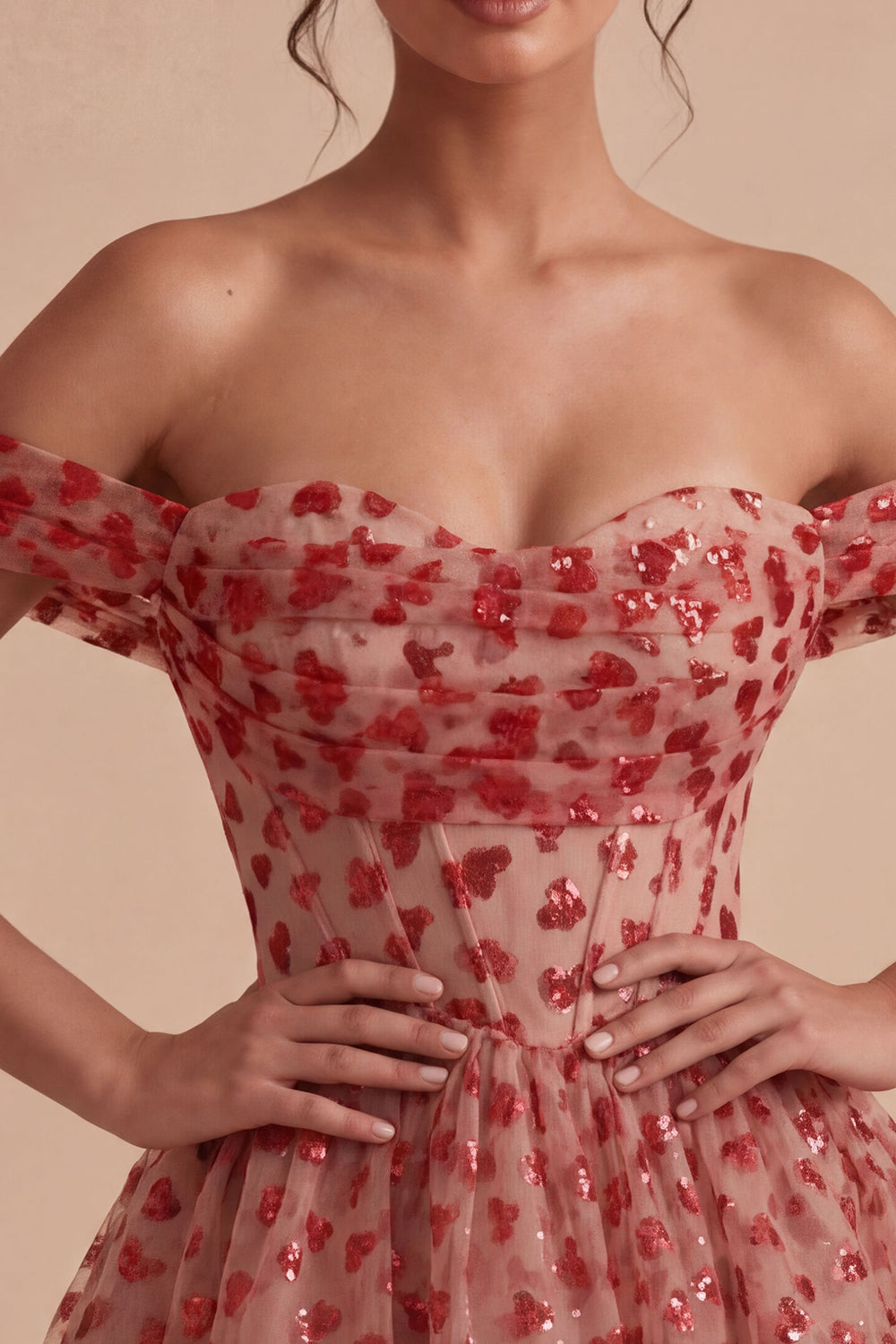 Red Sparkly Sequins Ruffled Tiered A-Line Corset Short Homecoming Dress