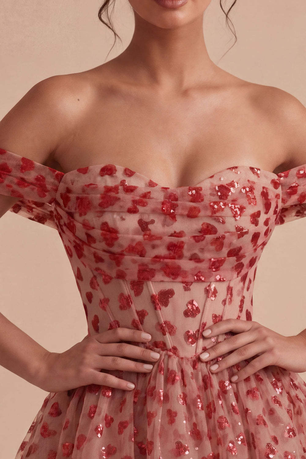 Red Sparkly Sequins Ruffled Tiered A-Line Corset Short Homecoming Dress