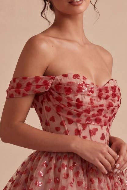 Red Sparkly Sequins Ruffled Tiered A-Line Corset Short Homecoming Dress