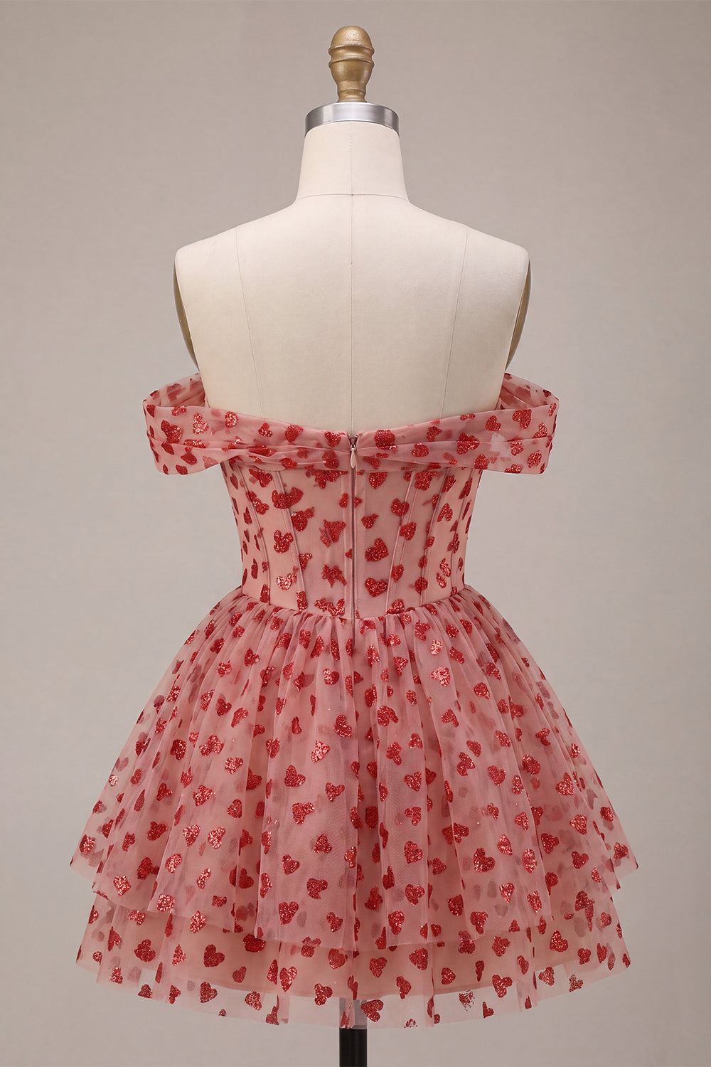 Red Sparkly Sequins Ruffled Tiered A-Line Corset Short Homecoming Dress