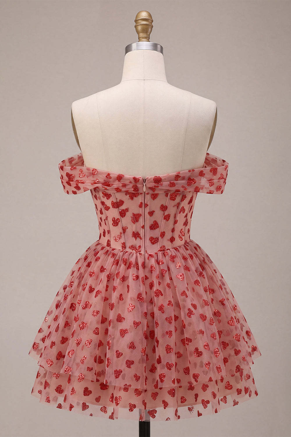 Red Sparkly Sequins Ruffled Tiered A-Line Corset Short Homecoming Dress