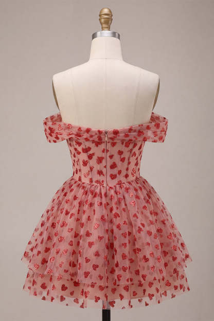 Red Sparkly Sequins Ruffled Tiered A-Line Corset Short Homecoming Dress