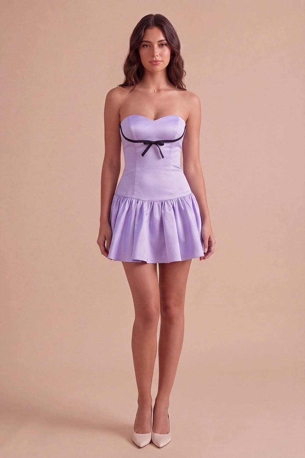 Lilac Sweetheart A Line Mini Homecoming Dress with Bow