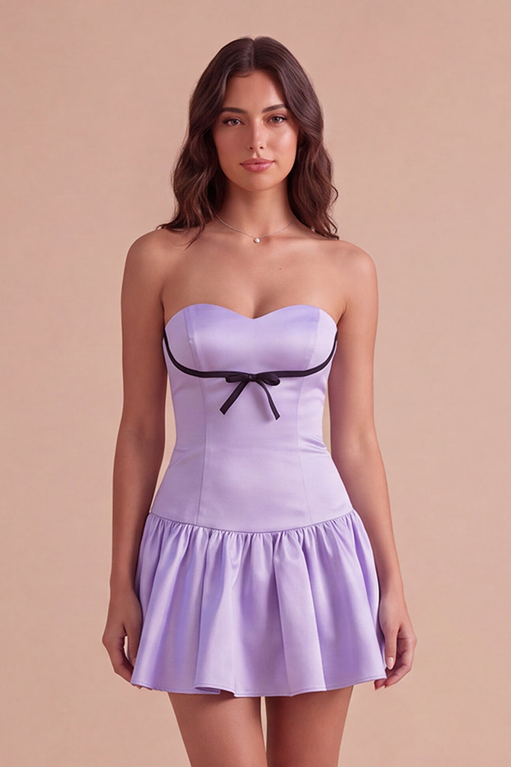 Lilac Sweetheart A Line Mini Homecoming Dress with Bow