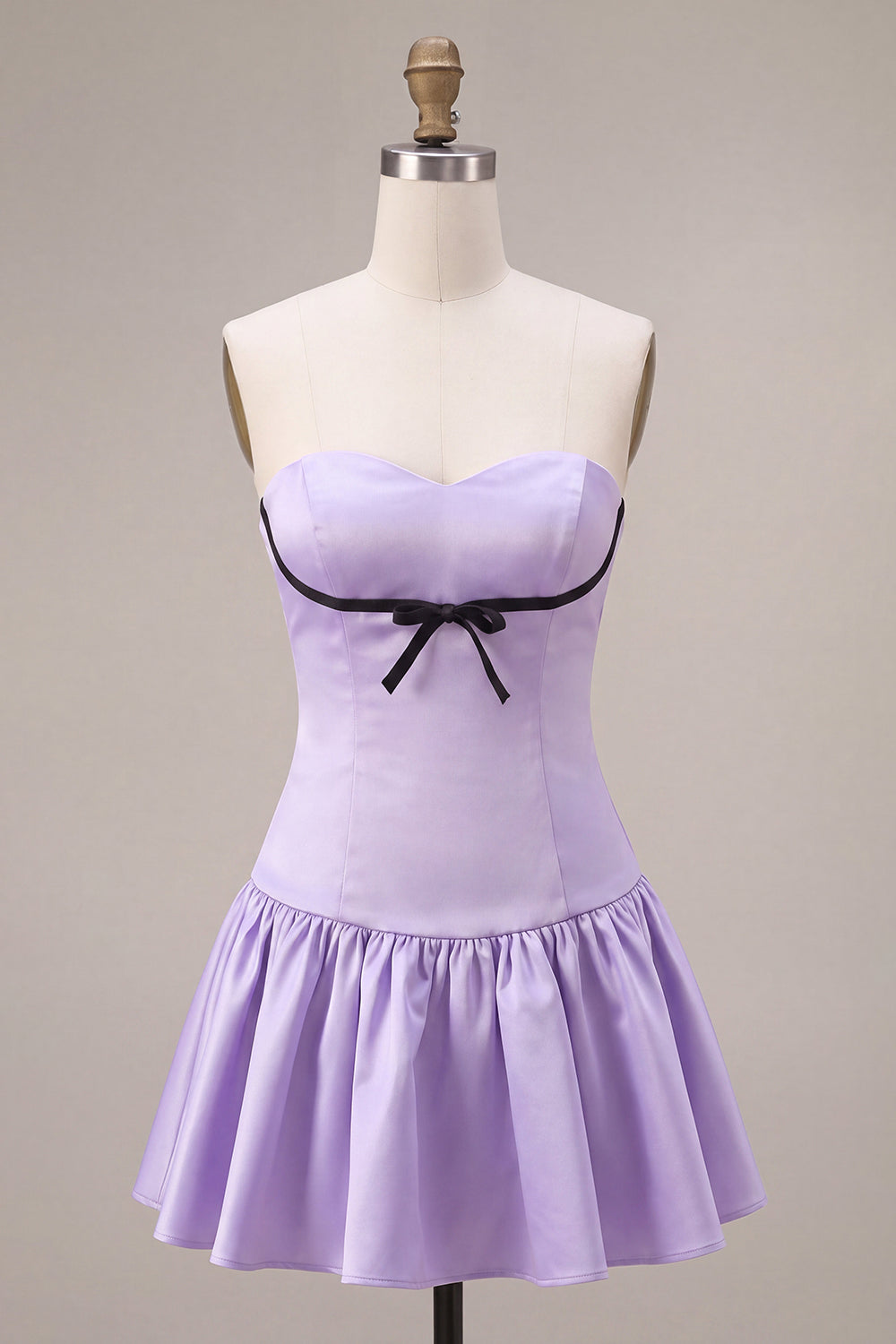 Lilac Sweetheart A Line Mini Homecoming Dress with Bow