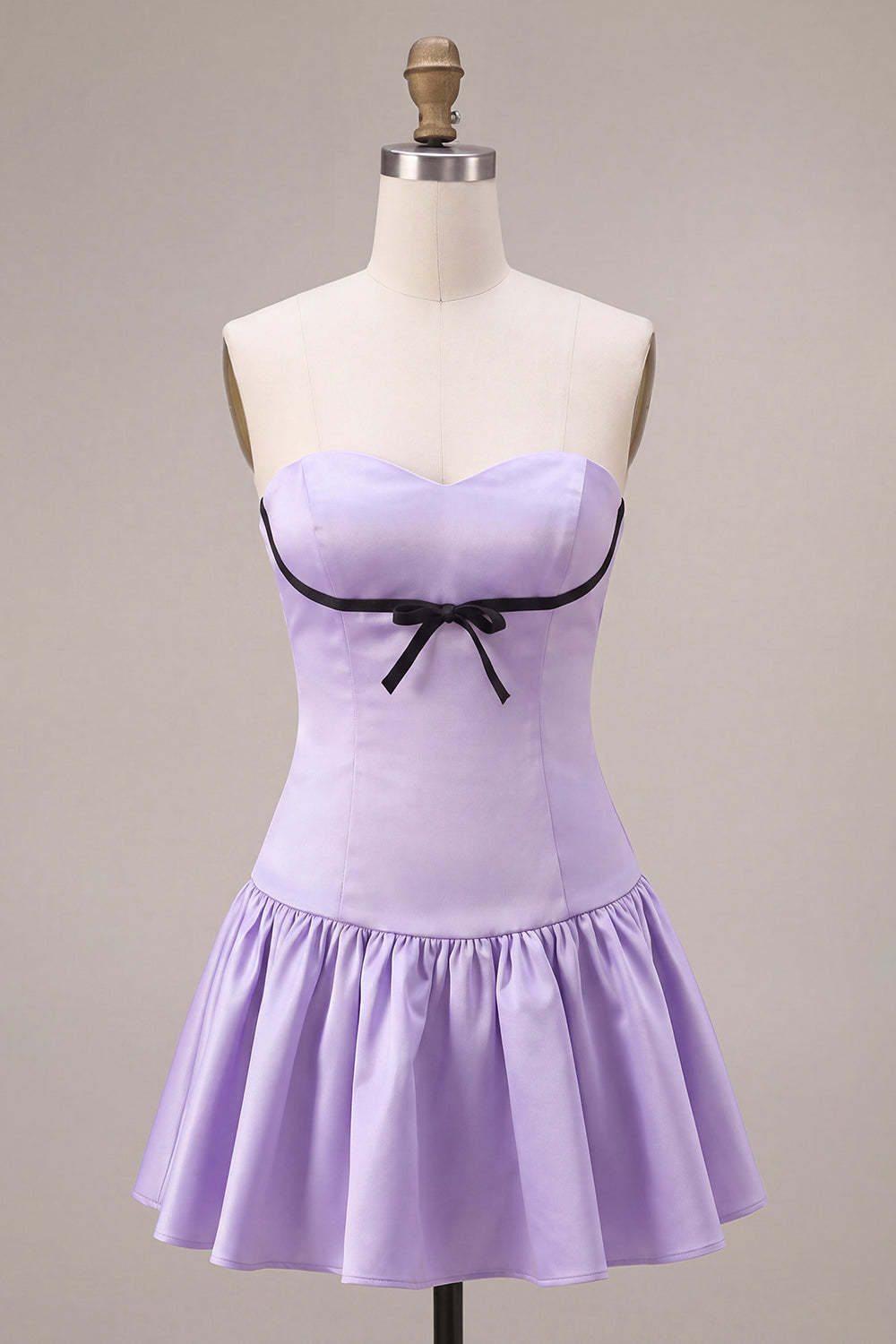 Lilac Sweetheart A Line Mini Homecoming Dress with Bow