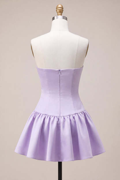 Lilac Sweetheart A Line Mini Homecoming Dress with Bow