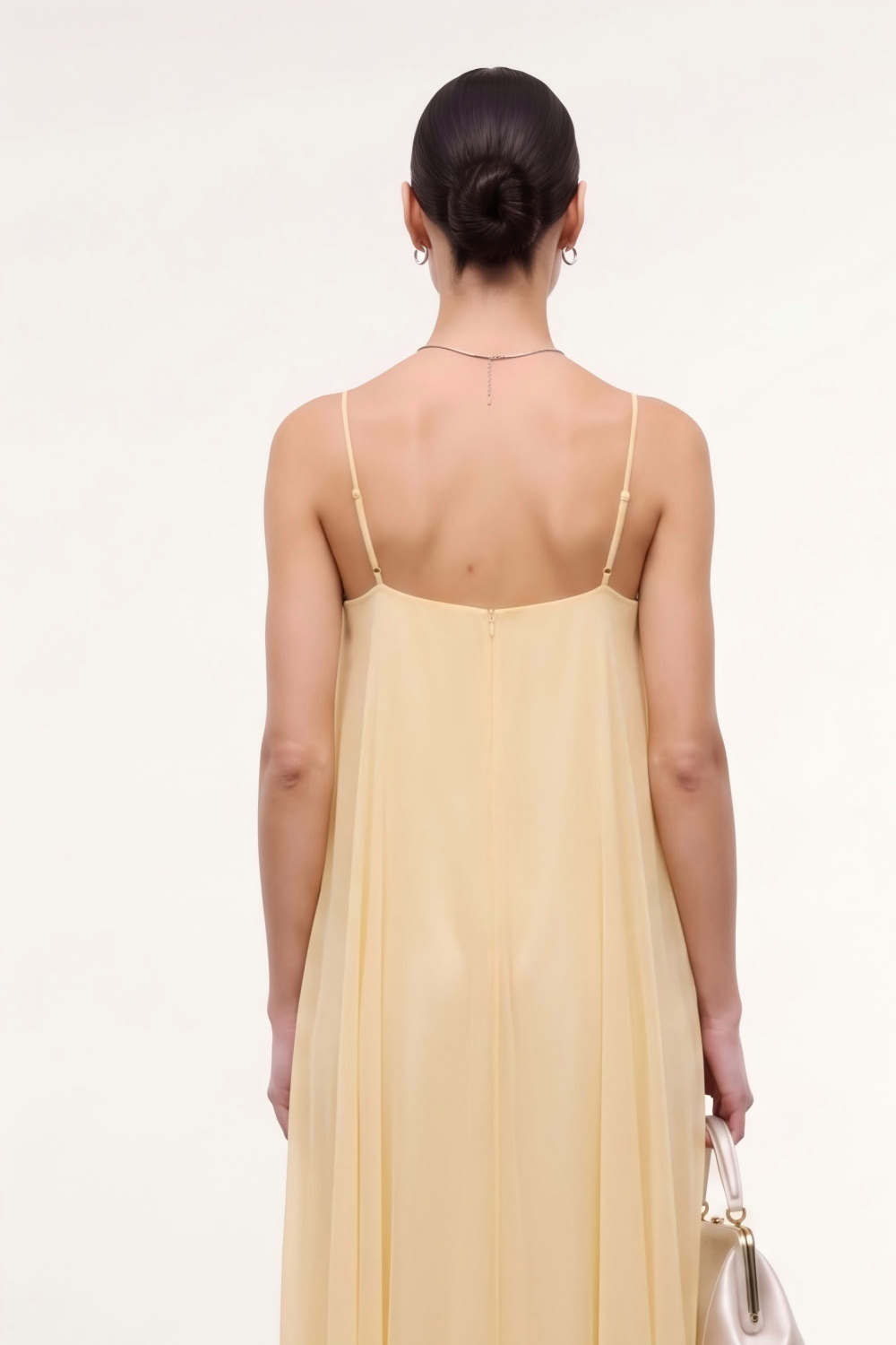 Champagne Ruffled A Line Long Wedding Guest Dress