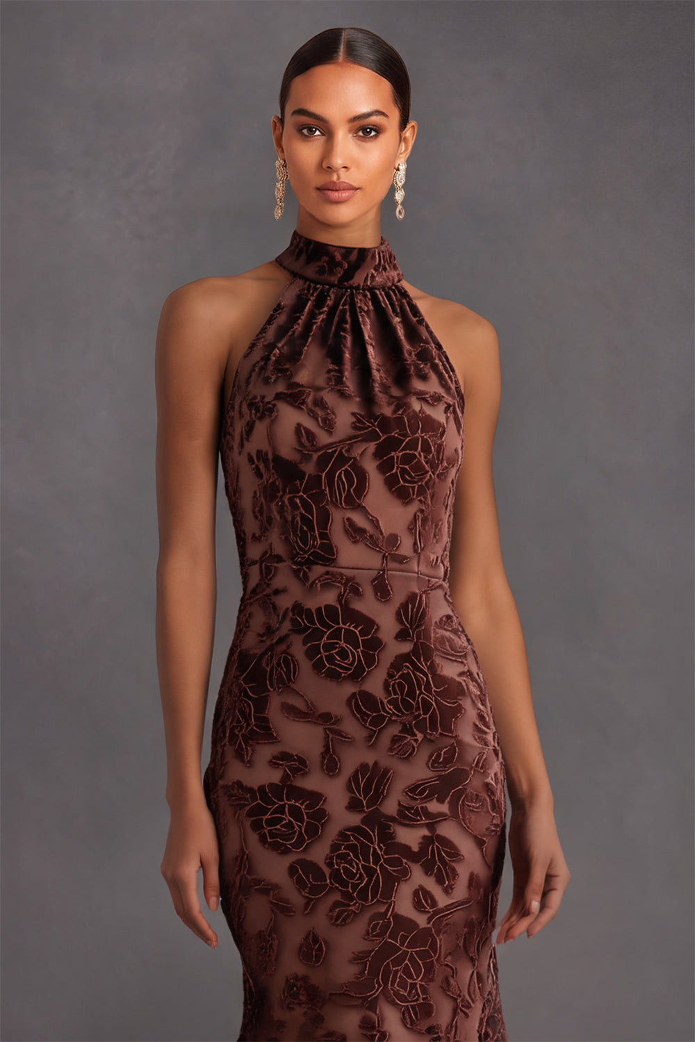 long brown chiffon dress All Pleats Sleeve A thigh Drawers:6 Drawers, 72