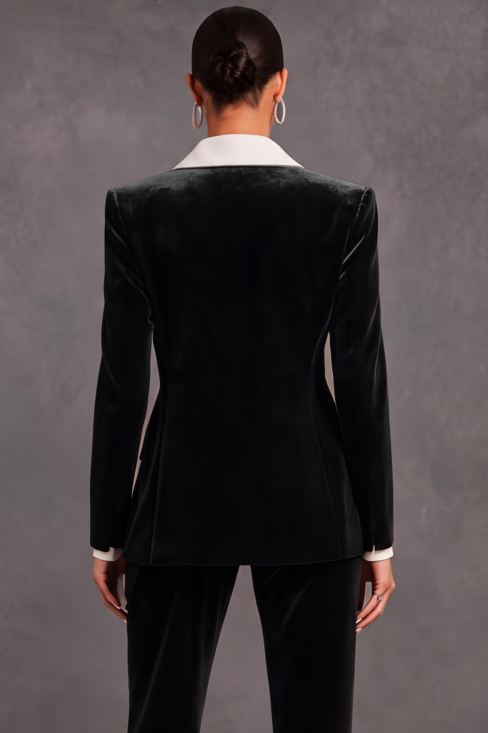 Brown Velvet Shawl Lapel Double Breasted 2 Piece Women Suits with Sleeves