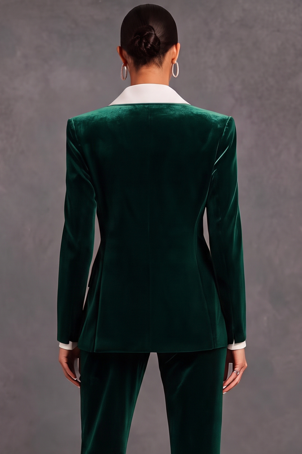 Brown Velvet Shawl Lapel Double Breasted 2 Piece Women Suits with Sleeves