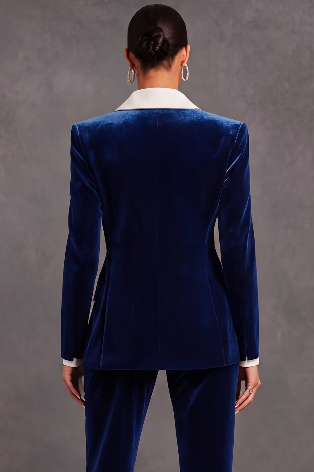 Brown Velvet Shawl Lapel Double Breasted 2 Piece Women Suits with Sleeves