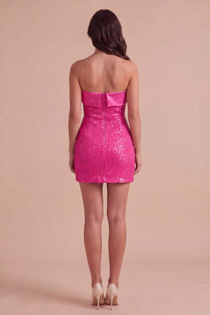 Sparkly Black Sequins Bodycon Strapless Short Homecoming Dress