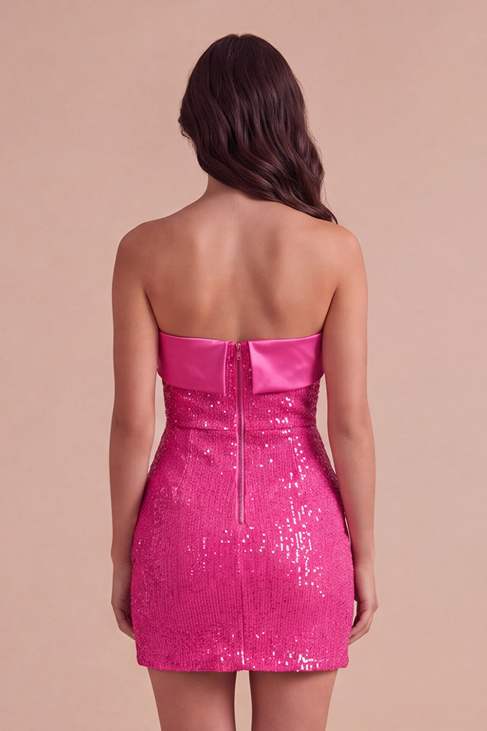 Sparkly Black Sequins Bodycon Strapless Short Homecoming Dress