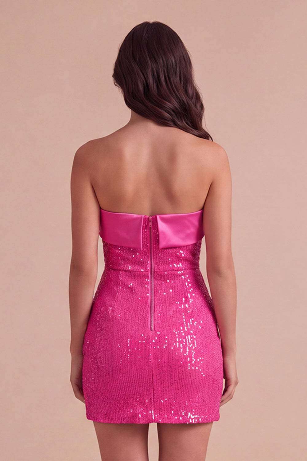 Sparkly Black Sequins Bodycon Strapless Short Homecoming Dress