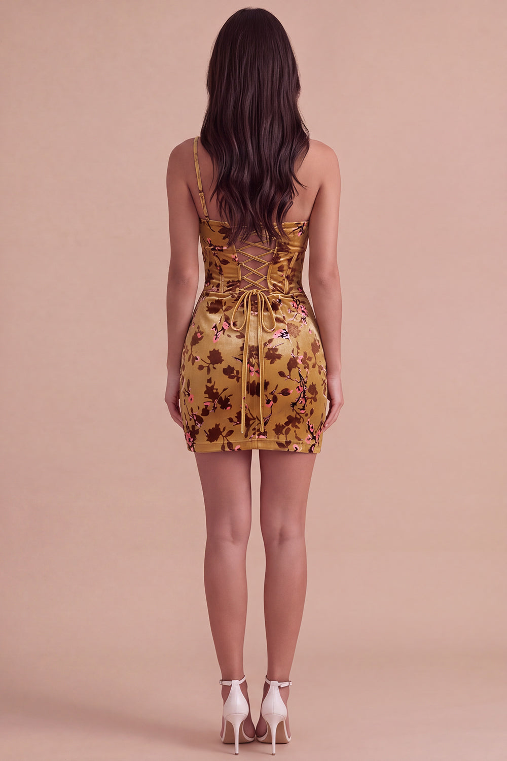 Ginger Yellow Corset Floral Keyhole Bodycon Strapless Short Homecoming Dress