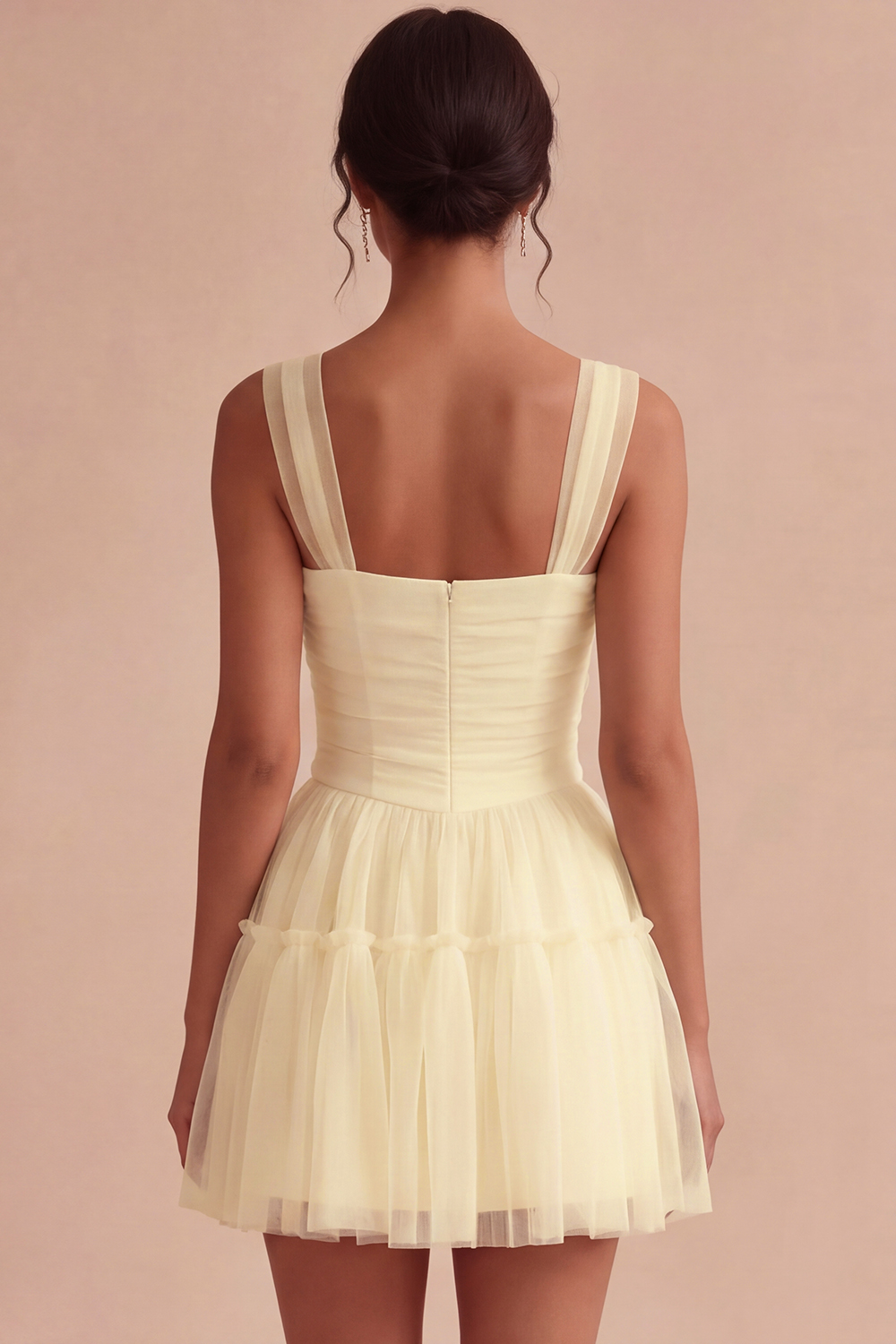 White Corset Tulle A-Line Thick Straps Short Bridal Shower Dress