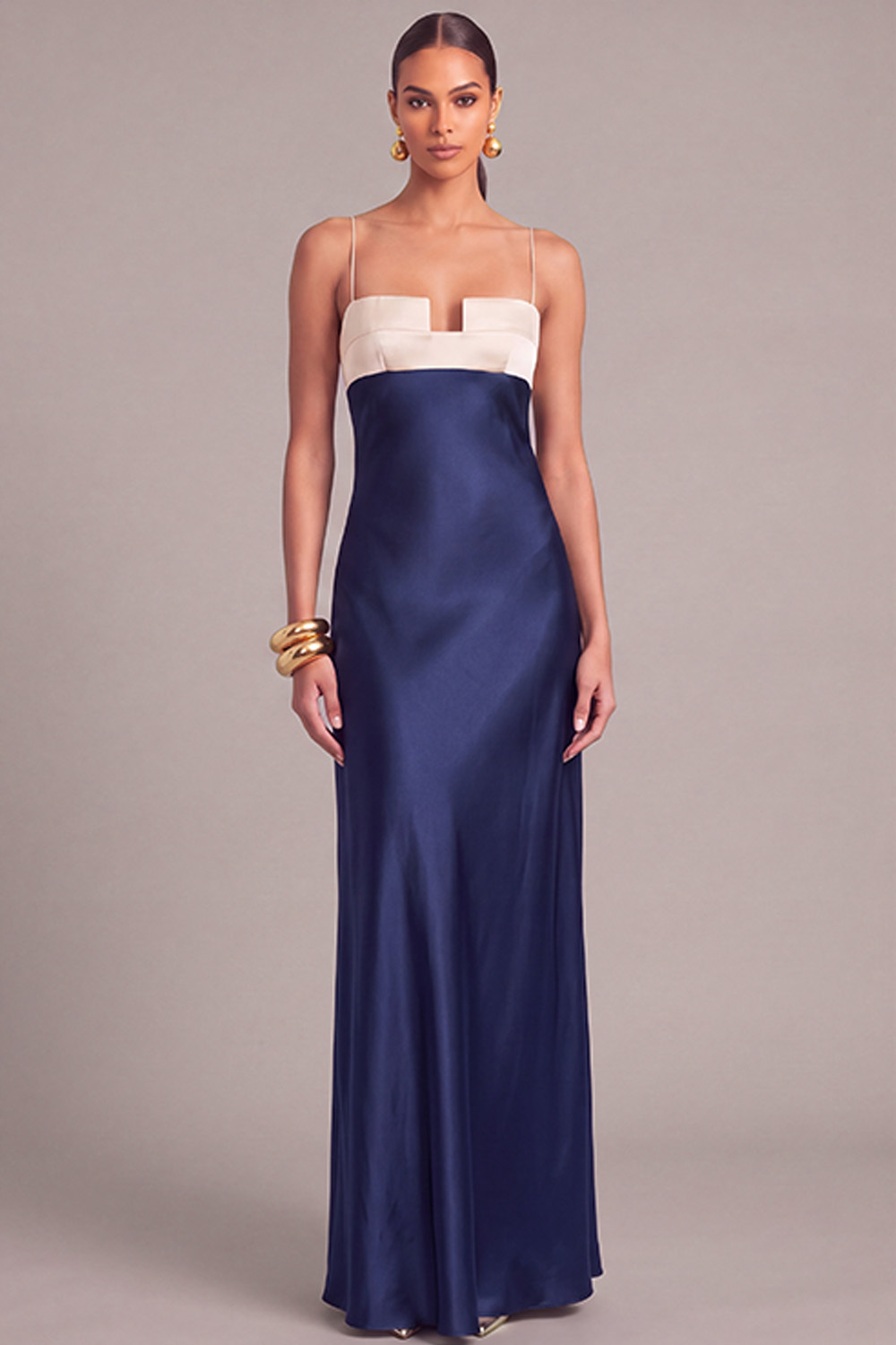Black Keyhole Satin Mermaid Spaghetti Straps Long Formal Dress