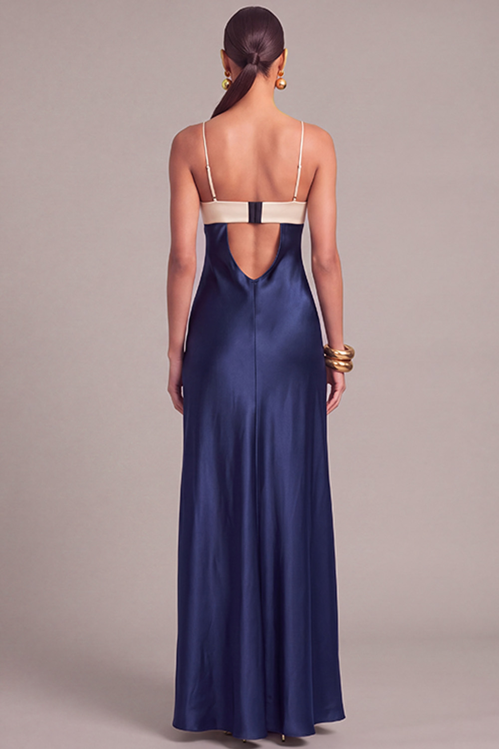 Black Keyhole Satin Mermaid Spaghetti Straps Long Formal Dress