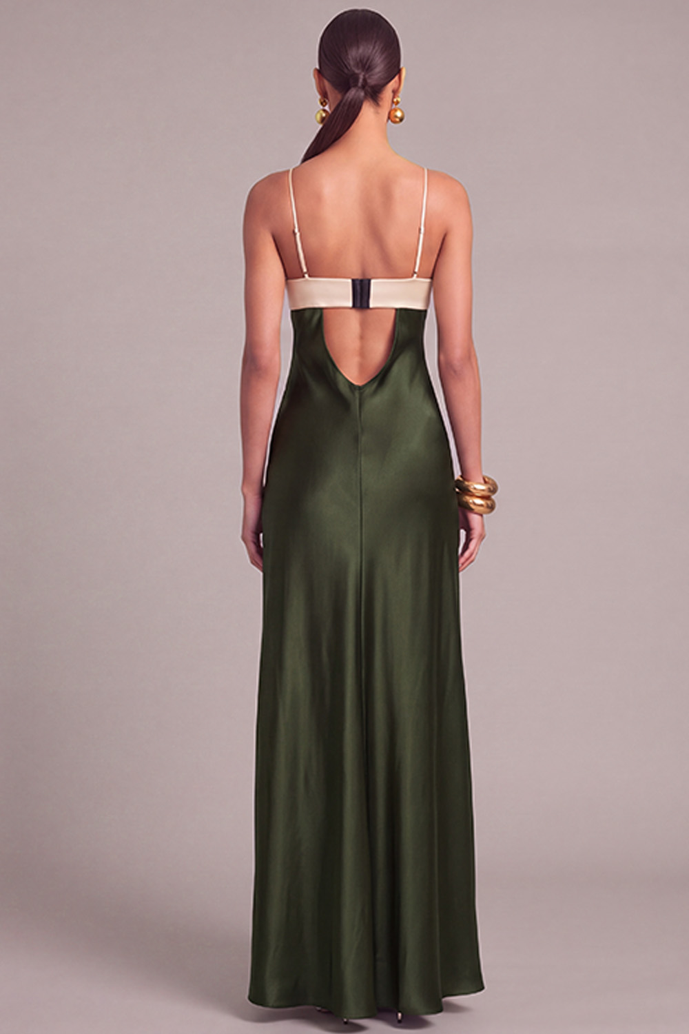 Black Keyhole Satin Mermaid Spaghetti Straps Long Formal Dress