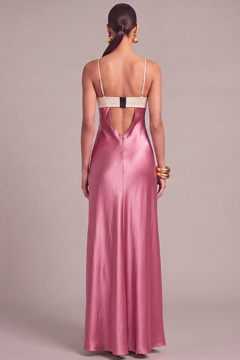 Black Keyhole Satin Mermaid Spaghetti Straps Long Formal Dress