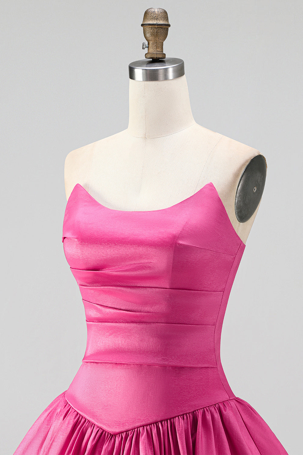 Fuchsia Strapless A-Line Ruched Short Homecoming Dress