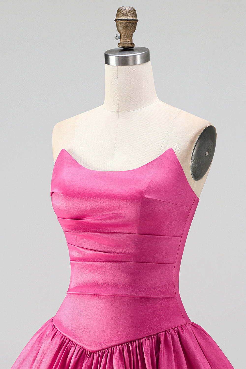Fuchsia Strapless A-Line Ruched Short Homecoming Dress